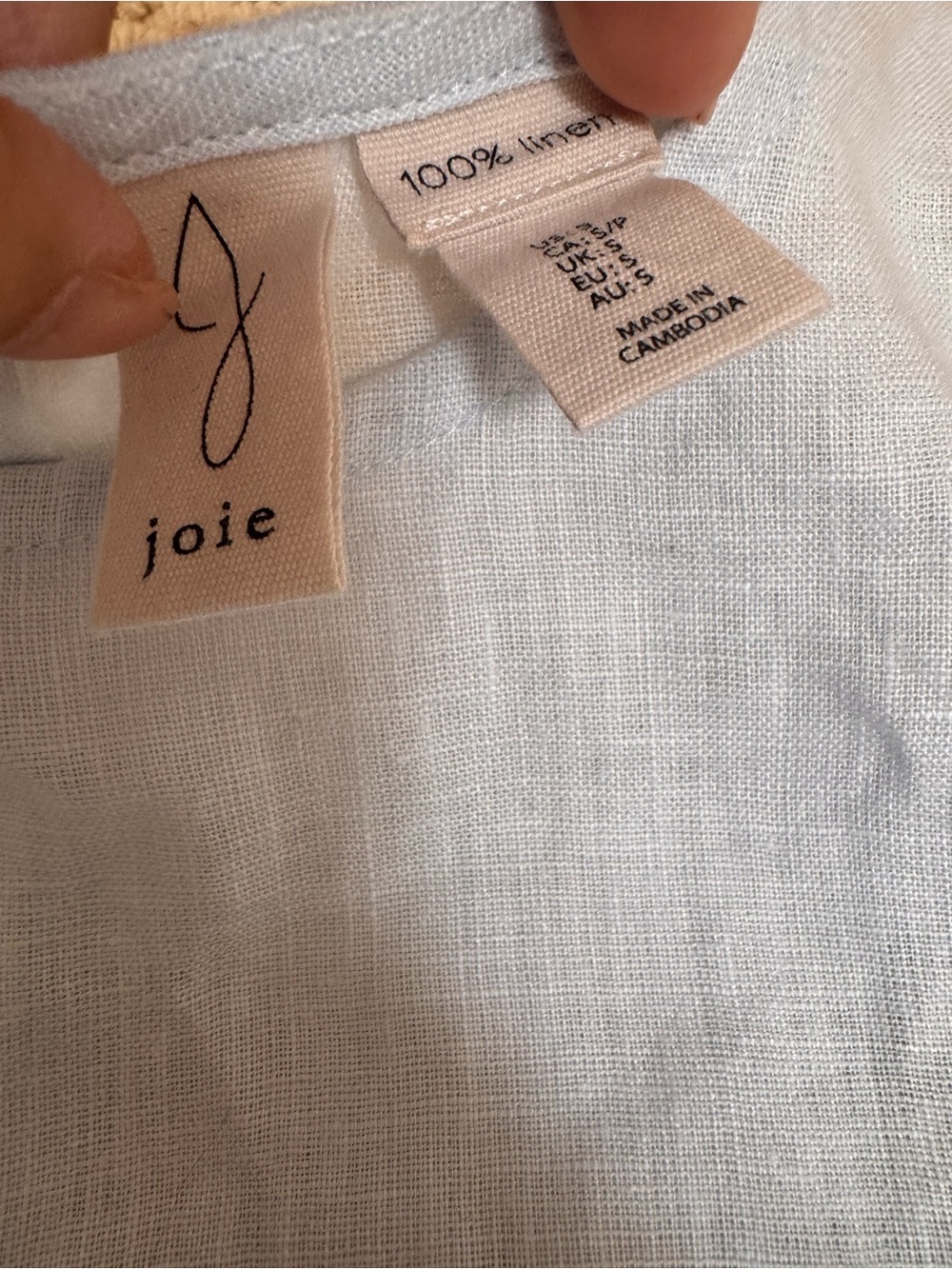 Joie Sleeveless Linen Top - light blue with Gold & Navy Floral - Picture 2 of 2